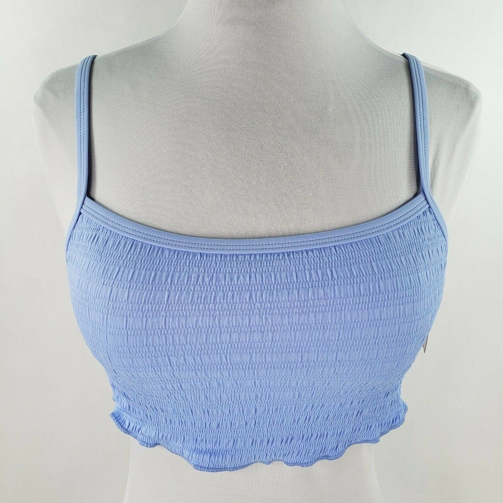 Xhilaration Cami Tank Bikini Swim Top Juniors D/DD Light Blue Textured Inner Bra